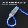 3 in 1 Glowing LED Light 3A Fast Charging Micro USB Type C Cable For iPhone Samsung Xiaomi Redmi Phone Charger USB Cable. 