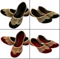 Women's Rajasthani Jutti Handmade Embroidered Slippers Golden Color for Women Rajasthani Footwear. 