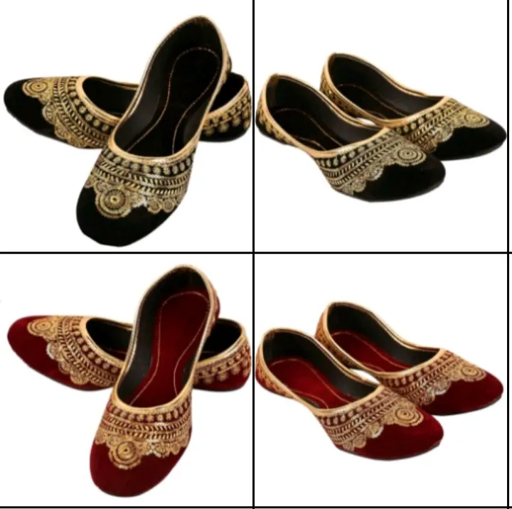 Women's Rajasthani Jutti Handmade Embroidered Slippers Golden Color for Women Rajasthani Footwear