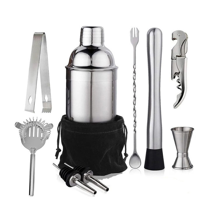 6 7 10pcs Stainless Steel Cocktail Shaker Bartending Tools Bartender Kit Martini Sharker Drink