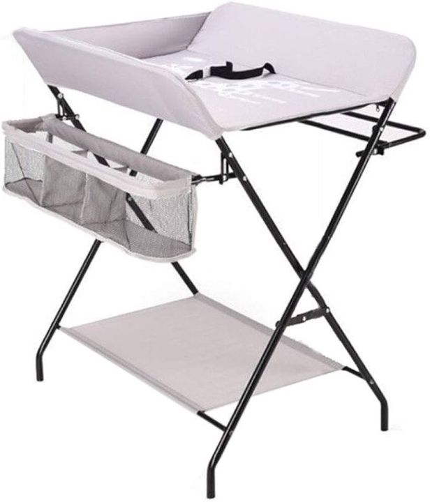 Baby Nappy Changing Table | Baby Massage Table with Wheels, Adjustable Height Folding Portable Baby Shower Table Dressing Table, with Clothes & Storage Rack for Infant,Gray Standard Models | INeedz CCS 125