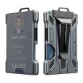 Minimalist Wallet for Men- Slim Aluminum Metal Money Clip Wallet with Clear ID Card Holder, Carbon Fiber Wallet, RFID Blocking.