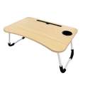 Multi-Purpose Laptop Table Stand 23x16 Inch Foldable and Portable Bed Table with iPad/Tablet Holder, Non-Slip Legs, Ergonomic Design, Lightweight MDF Wood, Light Blue or Green. 