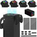Aolion RGB Cooling Fan Host Dust Proof Cover Mesh Filter Jack Stopper Kit For Xbox Series X Game Console Handle Rack Accessories.