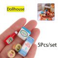 5Pcs/Set 1:12 Dollhouse Miniature Food Mini Tomato Sauce Iced Yogurt Dolls Kitchen Toy. 