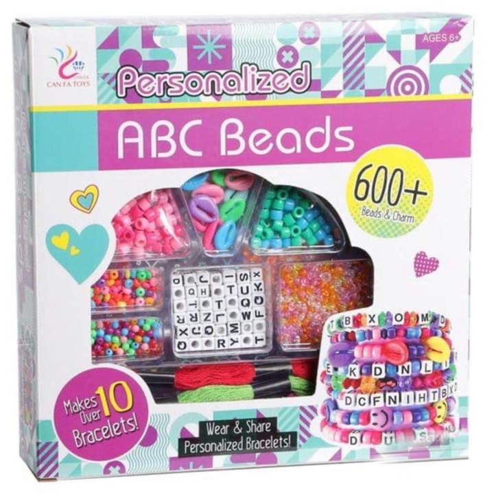 ABC BEADS SET FOR KIDS MAKES OVER 10 BRACELETES 600 PLUS BEADS FO ...