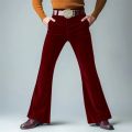 Men Retro Disco Flared Pants Classic Vintage Style Comfy Flare Trousers Fitted Velvet Fabric Dancing Stylish Pants Without Belt. 