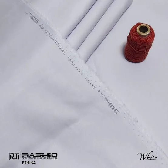 Rasheed Cloth Rashid Tex Premium Quality Soft Cotton Unstitched Suit for Men | White ...