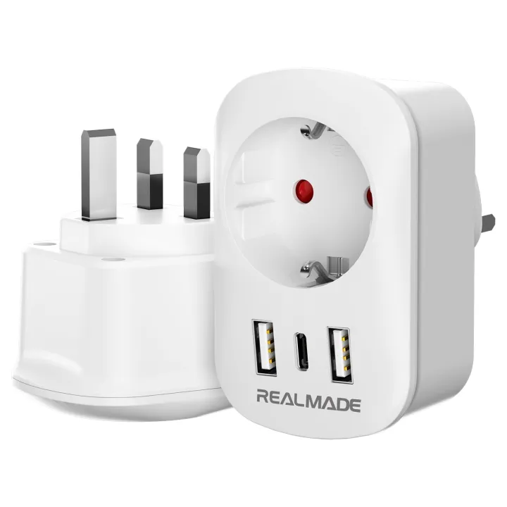 Universal Socket Usb EU to UK Universal Travel Adapter with 2 USB and 1 Type C Ports UK ...