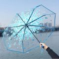 Korean Umbrella Folding Cute Korean Mini Fresh Simple Sen Series Trifold Japanese Cherry Blossom Transparent Umbrella. 
