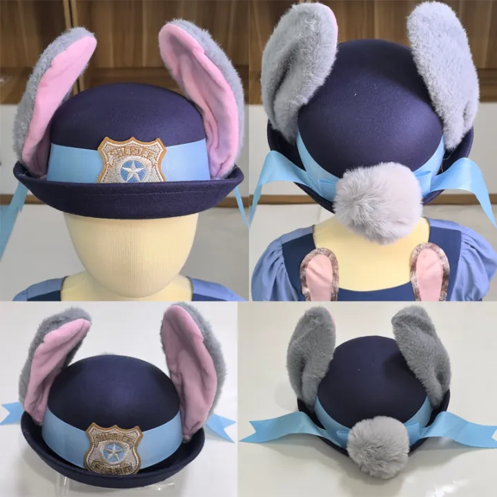 Judy%20Hopps%20Sheriff%20Hat%20Movie%20Cosplay%20Costume%20Accessory%20Halloween%20Costume%20Party%20Anime%20Rabbit%20Police%20Officer%20Headwear%20For%20Girls%20-%20Image%204