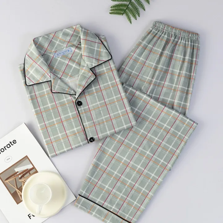 Plus%20Size%20Men%20Pyjamas%20Fall%20and%20Winter%20Plaid%20Simple%20Sleepwear%20Homewear%20Cardigan%20Button%20down%20Tops%20and%20Pants%20Nightwear%20Loungewear%20-%20Image%204