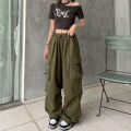 2024 Women Casual Joggers Tech Pants Solid Low Waist Pants Drawstring Wide Leg Baggy Trousers Y2k Streetwear Oversize Sweatpants.