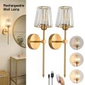Rechargeable Wall Lamp Crystal Glass RGB Rechargeable E27 Bulb Dimmable Living Room Bedroom Corridor Hotel LED Ambient Lighting. 