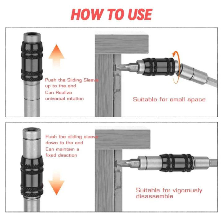 1/4 Hex Shank Pivoting Magnetic Screw Drill Tip Quick Change Locking ...