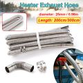 25mm 60cm Exhaust Pipe + 2pcs Clamps Air Diesel Heater Stainless Steel Tube Gas Vent Hose For Car Truck Silver. 