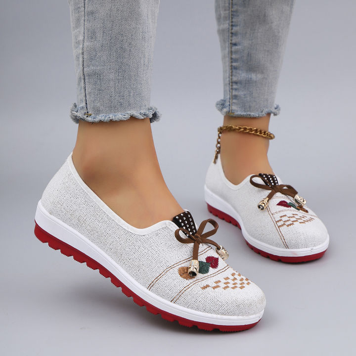 Spring New Women's Casual Sports Shoes Comfortable, Breathable, Lightweight, Wear Resistant Lazy Shoes, Soft Soled Flat Shoes