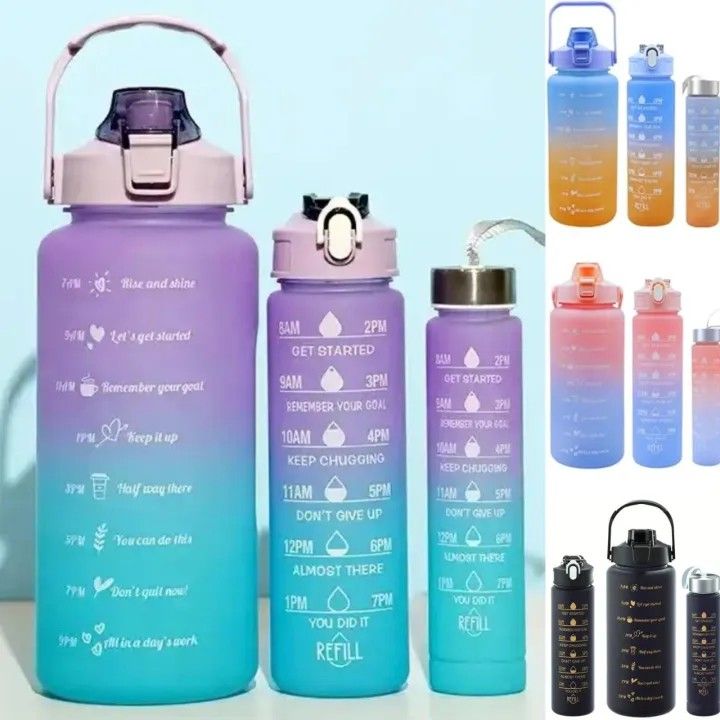 3pcs Water Bottle Colourful 2000ml 800ml 300ml 3 in 1