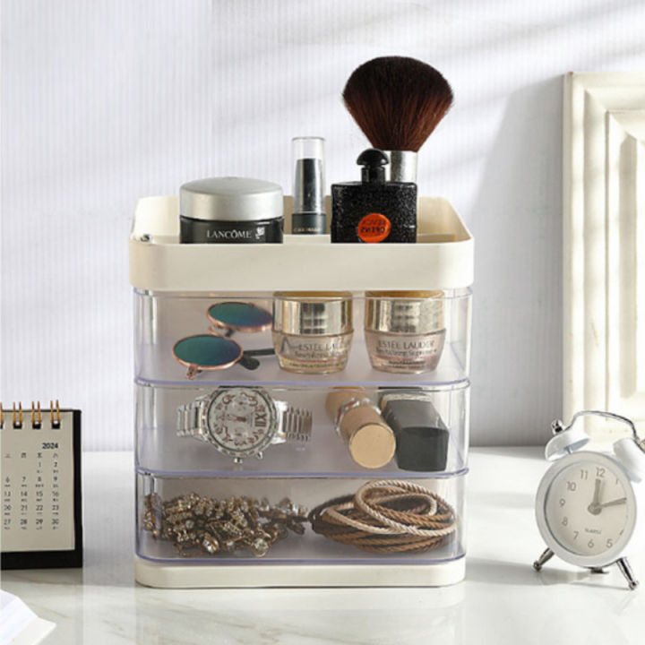 Drawer Desk Organiser , Dream Organiser Box for Cosmetics, Stationery, Perfect for Home, Office or Dorm Decor Multicolour Transparent Three