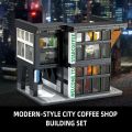 Coffee Shop City House Building Blocks Set for Adults, City Street View Construction Toy with Light, Christmas Kid Boy Girl . 