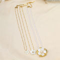 Kissmoon Exaggerated Flower Pendant Necklace for Women Stainless Steel Exquisite Flower Beaded Chain Necklace Jewelry . 