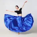 Women's Satin Long Skirt with Elastic Waistband for Ballroom Latin Belly Dance Full Circle Performance Skirt.