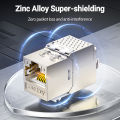 AMPCOM Pro+ RJ45 STP Zinc Alloy Keystone Jack Punch Down Free Cat7/6A/6, 50U Extra-Thick Gold Plated Network Module Connector.