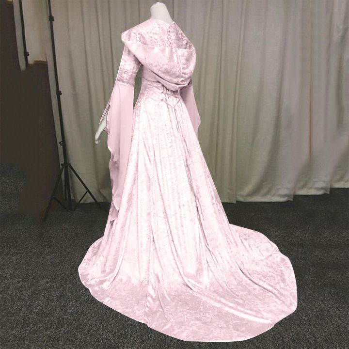 Medieval%20Renaissance%20Maxi%20Train%20Dress%20Women%20Halloween%20Devil%20Pagan%20Witch%20Wedding%20Costume%20Hooded%20Gown%20Robe%20Cosplay%20Costume%20-%20Image%204
