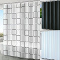 PEVA Waterproof Shower Curtain,Modern Bathroom Partition Curtain with Hooks,Geometric Plaid Pattern/Single Color Bath Curtains.