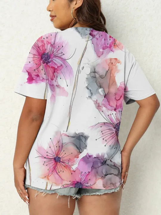 CLOOCL%20Pretty%20Floral%20Women%20T-shirts%20Flowers%20Art%20draw%203D%20Printed%20Short%20Sleeve%20Shirts%20Plus%20Size%20Summer%20Casual%20Streetwear%20-%20Image%203