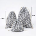 Printed cotton and linen storage bunches draw rope creative storage bag. 