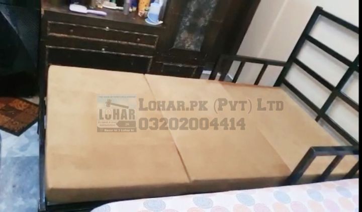 Iron Sofa Cum Bed / Single Seater Metal Sofa Come Sliding Bed