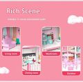 4--Storey Big Doll House Villa with 4 Dolls Children's Family DIY Accessories Assembly Dream Castle Toy Girl Gift. 