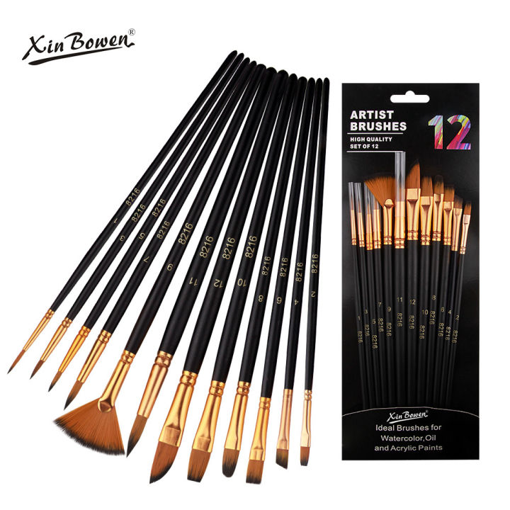 12Piece%20Nylon%20Bristle%20Brush%20Set,%20Nylon%20Flat%20Brushes%20Watercolor%20Brushes%20Oil%20Paint%20Brushes%20For%20Artists%20Amateur%20Acrylic%20Painting%20-%20Image%203