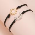 2Pcs/Set Couple Card Bracelet For Women Fashion Sun Moon Handmade Woven Rope Charm Friendship Girlfriend Jewelry Lucky Bracelet. 