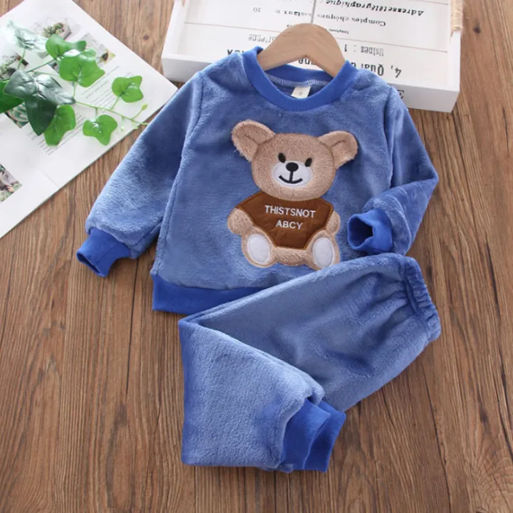 New%20Winter%20Baby%20Girls%20Boys%20Homewear%20Sets%20Autumn%20Fashion%20Flannel%20Fleece%20Clothes%20Kids%20Cartoon%20Bear%20Sleepwear%20Children%20Pajamas%20-%20Image%204