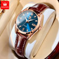 【New Trend】OLEVS Classics Leather Strap Quartz Watch for Women Fashion Elegant Diamond Ladies Watch Waterproof Date Women's Quartz Watch. 