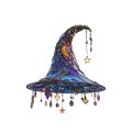 ‌Halloween Witch Hat Ornament Blue Acrylic Hanging Decor Glow in the Dark Party Supplies Moon Star Charm Spooky Home Decoration. 
