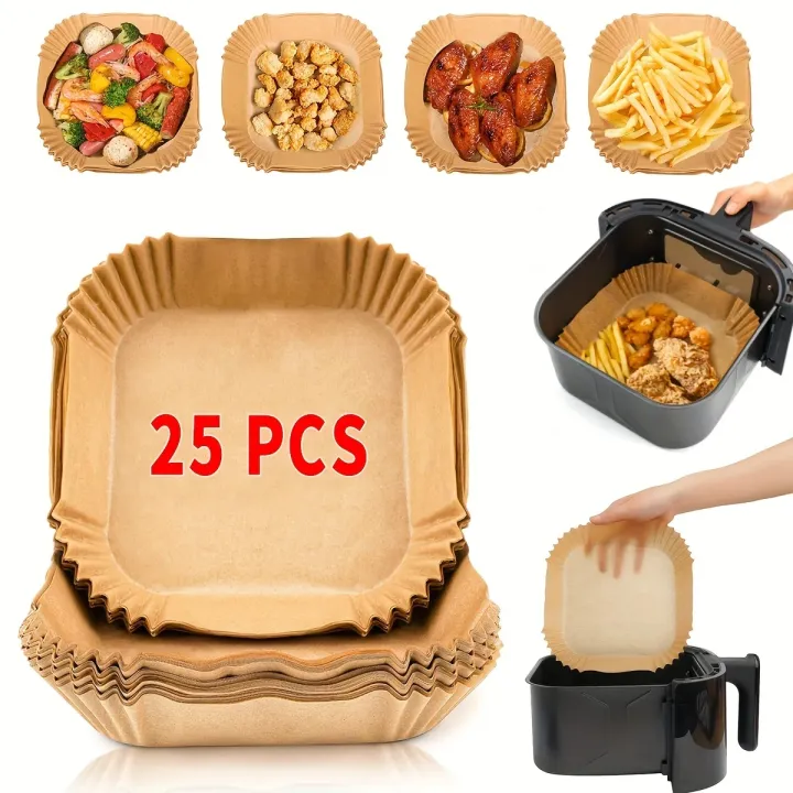 25/50/100pcs%20Oil-Proof%20Non-Stick%20Disposable%20Square%20Papers%20for%20Frying%20Baking%20Cooking,%20Versatile%20Air%20Fryer%20Parchment%20Paper%20Liners%20-%20Image%206