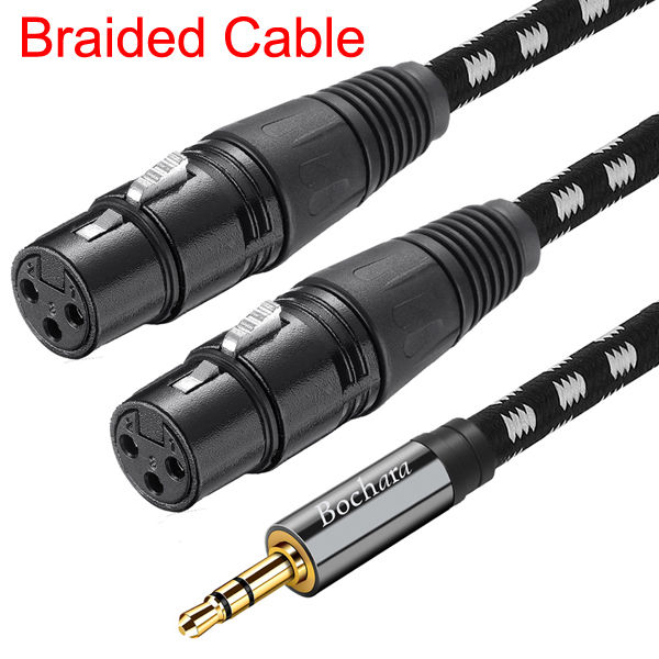 Bochara%20Braided%203.5mm%20TRS%20to%20Dual%20XLR%20Female%20OFC%20Audio%20Cable%20Foil+Braided%20Shielded%20For%20Speakers%20Mixers%20-%20Image%207
