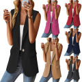 2024 Spring/Summer New Polo Collar Suit Vest Women's Style Commuter Sleeveless Cardigan Tank Top Women. 