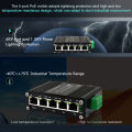 Mini Industrial Passive 24V 5 Ports PoE Gigabit Switch, IEEE 802.3az, 10/100/1000Mbps Ethernet Switch, Din Rail Mount. 