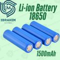 18650 Li ion Cell Rechargeable new | 3.7V to 4.2V |Actual Capacity 1500mAh+ tested| Mass 42g. 
