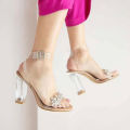 Transparent Jimmy Heel Stone Strips Trending and stylish clear vinyl kitten heels for women Black And Transparent All Season. 