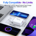 20W Dual Port USB C & USB A Wall Charger , PD QC3.0 Fast Charging Adapter for iPhone, , iPad, , , AirPods.