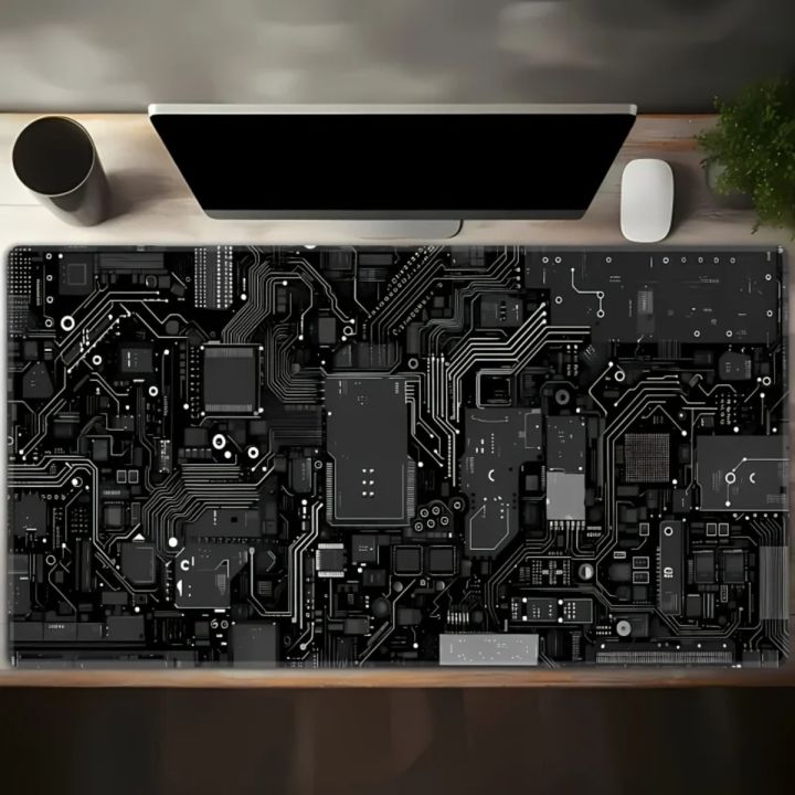 Black Circuit Board Pattern Mouse Pad Anti-Slip  Gaming Desk Mat Waterproof Computer Office Long Keyboard Pad