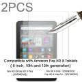 2PCS tempered glass screen protector for Kindle fire HD 8 plus kids edition 8'' tablet screen protective film. 