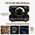 DC12‑24V 8A/30A Rotary LED Dimmer Switch Adjustable Brightness Controller for Car RV Boat Single‑Color LED Strip Light.