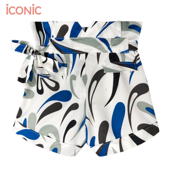 Iconic%20Blue%20looknum%20shorts%20#2840%20Drawstring%20waist%20silk%20satin%20trim%20pocket%20and%20bow%20tie%20waist%20pants%20women%20beach%20pants%20-%20Image%203