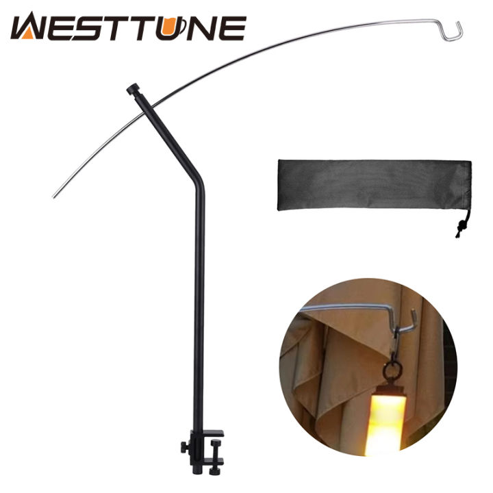 WESTTUNE Camping Lamp Stand Hook Outdoor Aluminum Alloy Hanging Hooks Racks Portable Adjustable Light Stands for Picnic Beach